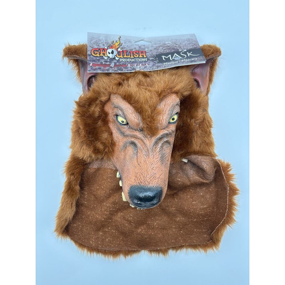 New Ghoulish Productions Brown Wolf Helmet Halloween Costume Cosplay New